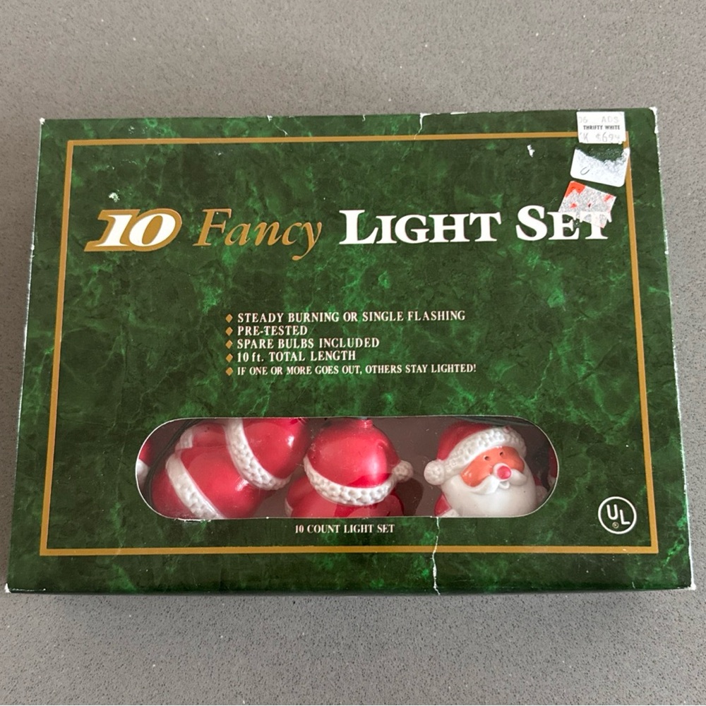 Vintage Plastic Blow Santa 10 Strand String Christmas Lights works!
